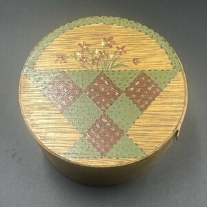 Round Shaker Folk Art Hand Painted Spice Trinket‎ Box